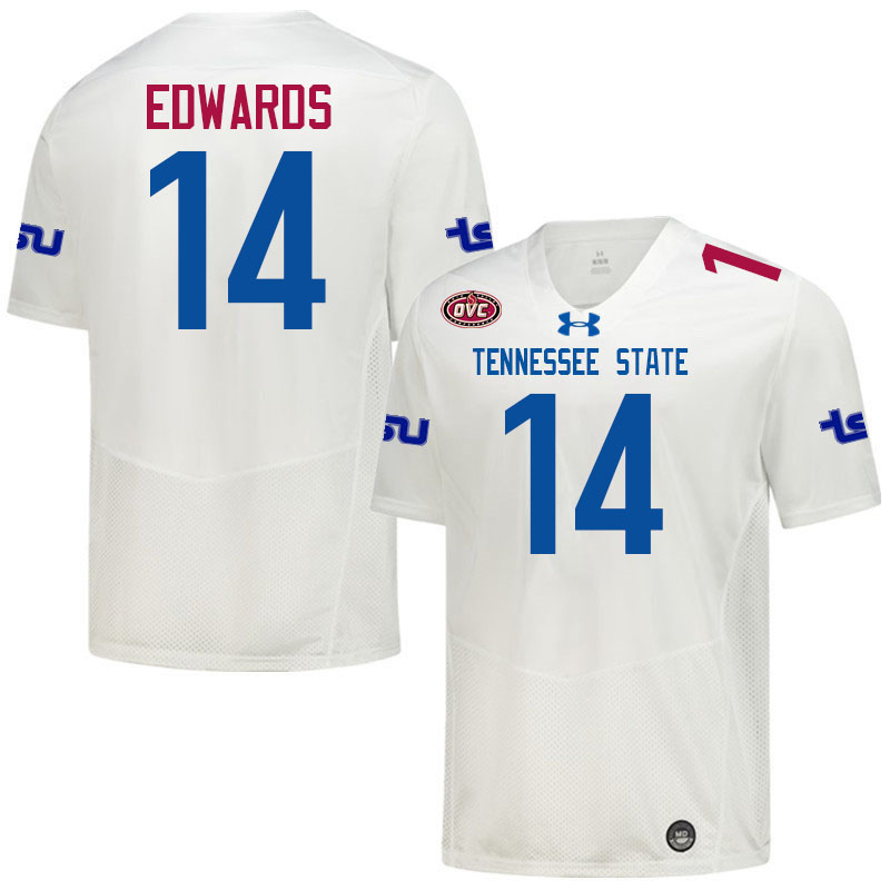 Tennessee State Tigers #14 Tyson Edwards College Football Jerseys,Uniforms-White